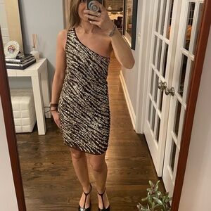 Alice + Olivia One Shoulder Sequin Mini Dress